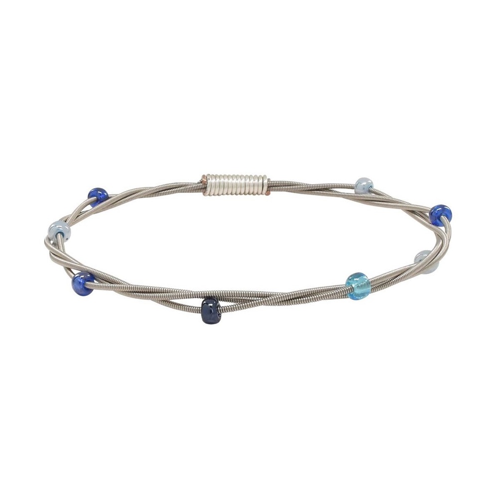 11:11 Stack Em Up Beaded Guitar String Bangle Blue